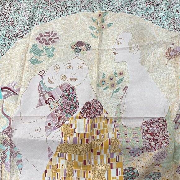 Vintage 80s Bottega Veneta Silk Scarf Gustav Klimt Inspired Print - Picture 1 of 9